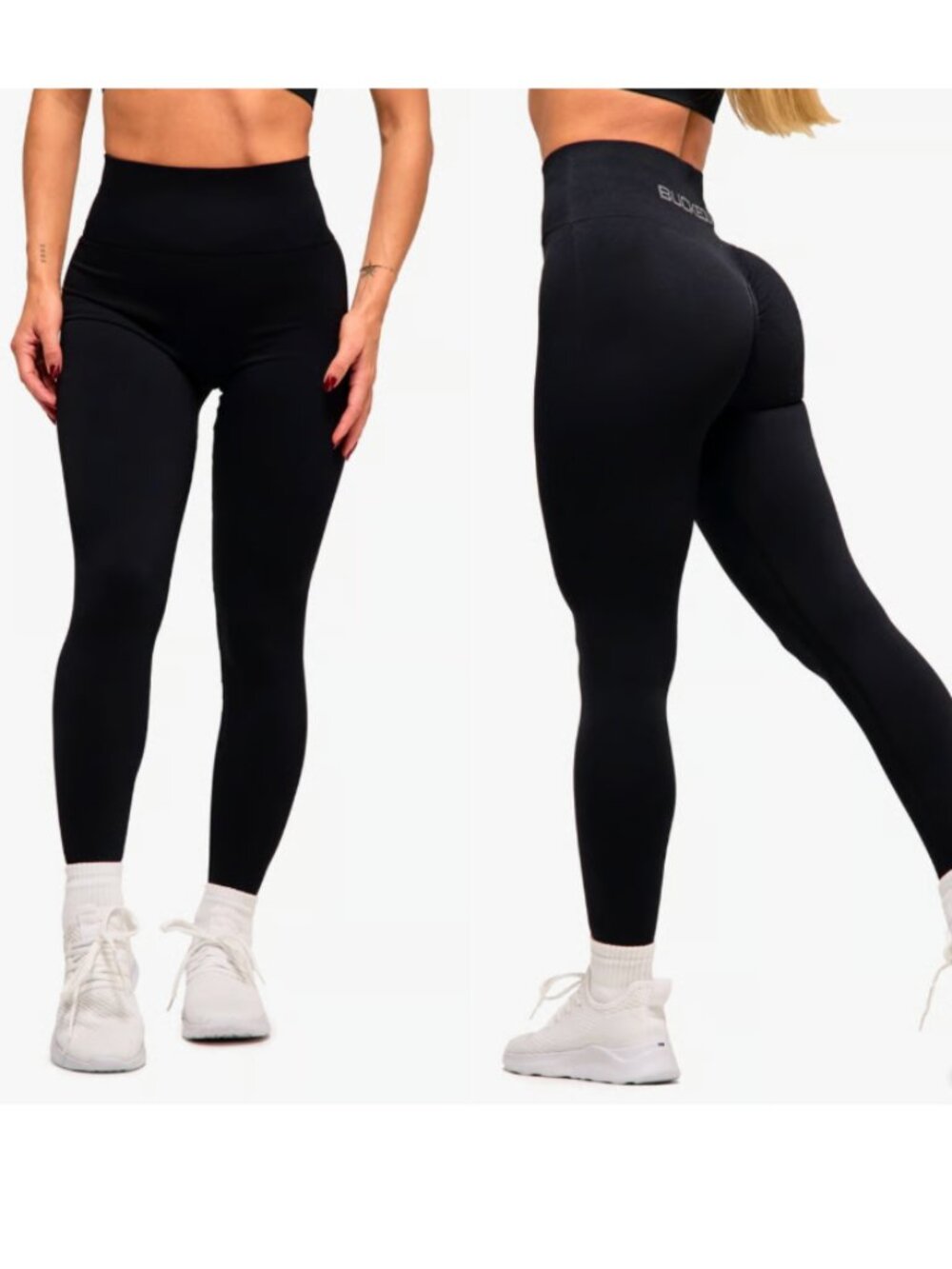 NEW BUCKED UP In Motion Seamless Leggings Black Gray Logo Large